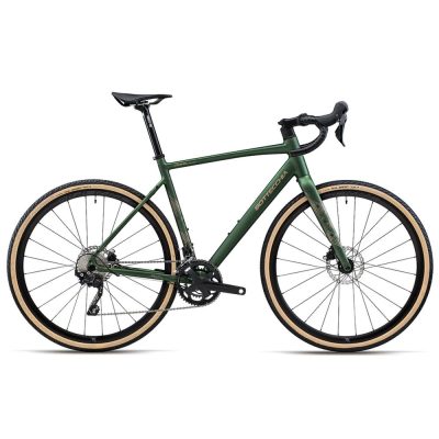 Bici bottecchia gravel monster verde in alluminio con forcella in carbonio